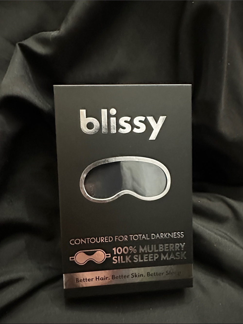 Bliss 100% Mulberry Silk Sleep Mask in Black